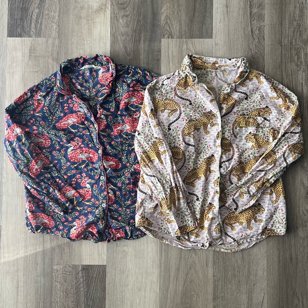 Leopard and Floral Print Pajama Set